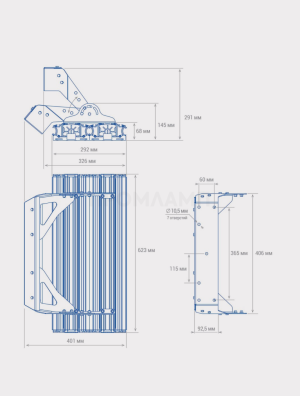 Размеры светильника TL-PROM Plus FL 24V LV 300 5K D